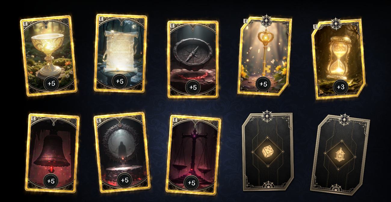 The ten Arcana cards